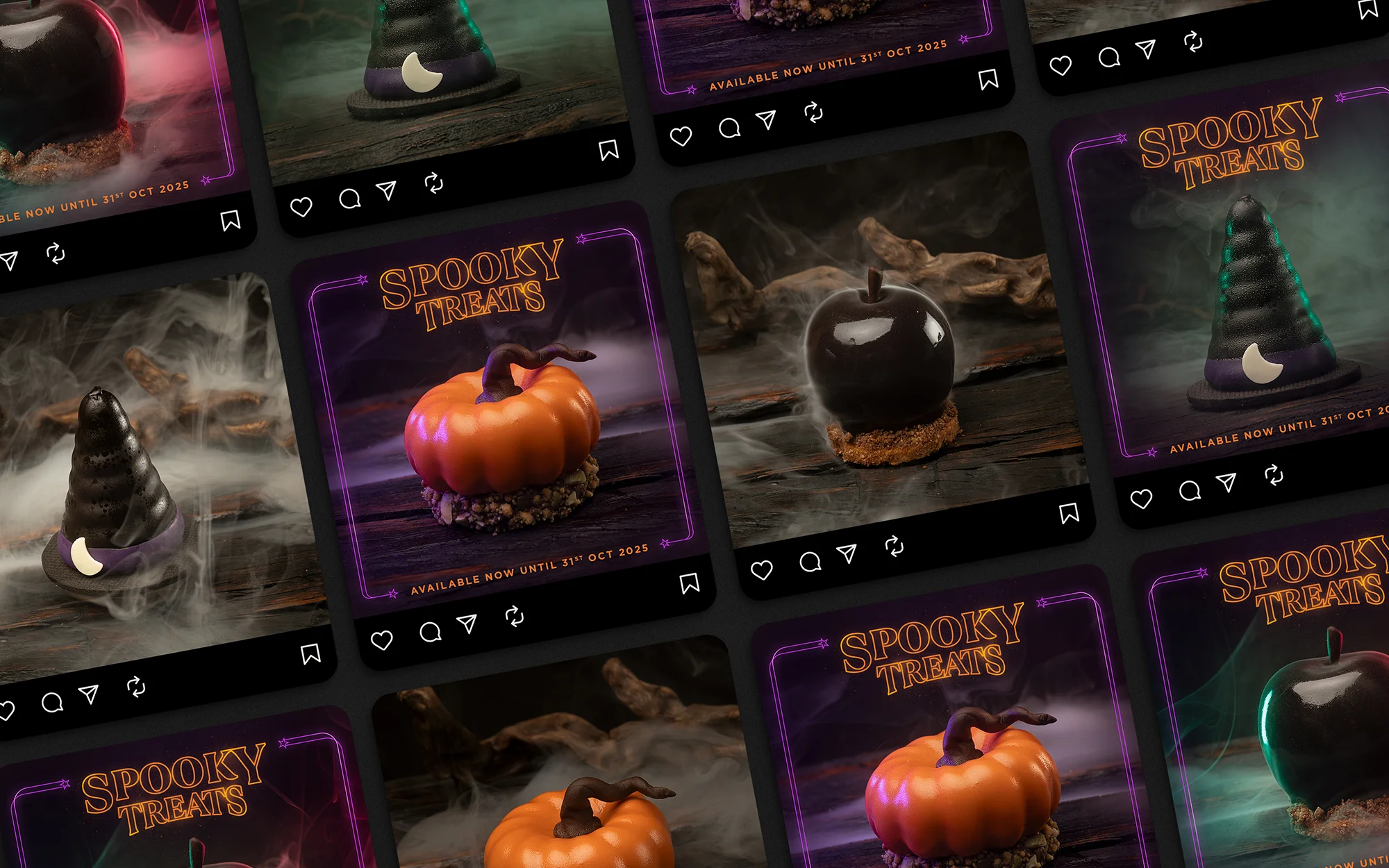 Sweet Soul Patisserie food photograhy of cakes with smoke and typography design by Sinclair Creative