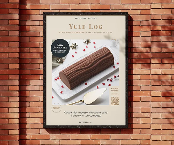 Large Poster design advertising Christchurch patisseries Christmas Range — Designed by Sinclair Creative