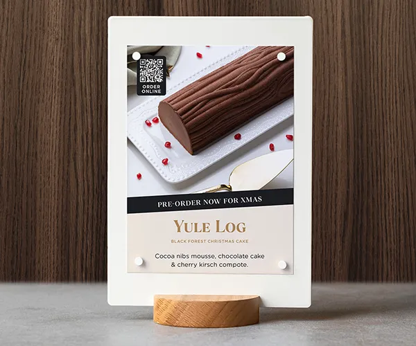 Table Talker design for Christchurch patisserie — Designed by Sinclair Creative