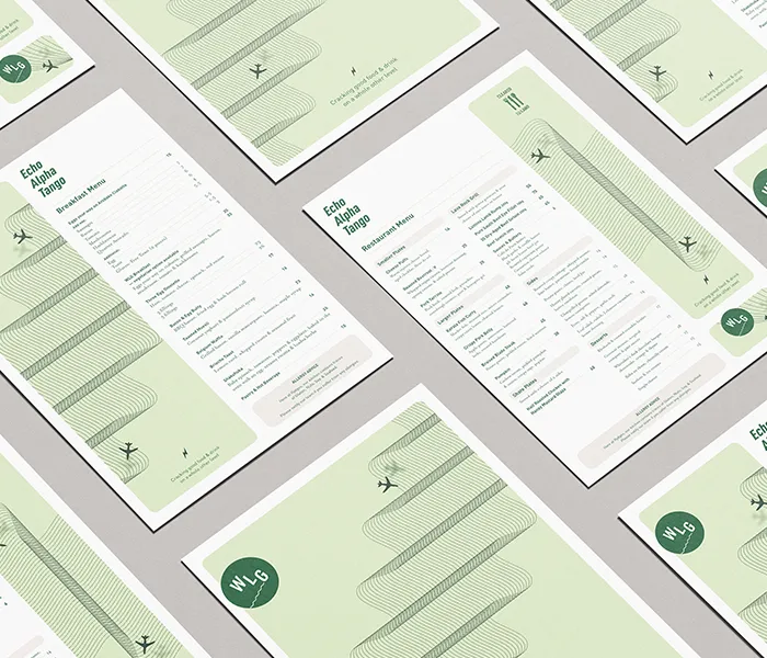 Whisky Lima Golf Restaurant Bar Menu inner pages, designed by Sinclair Creative Agency